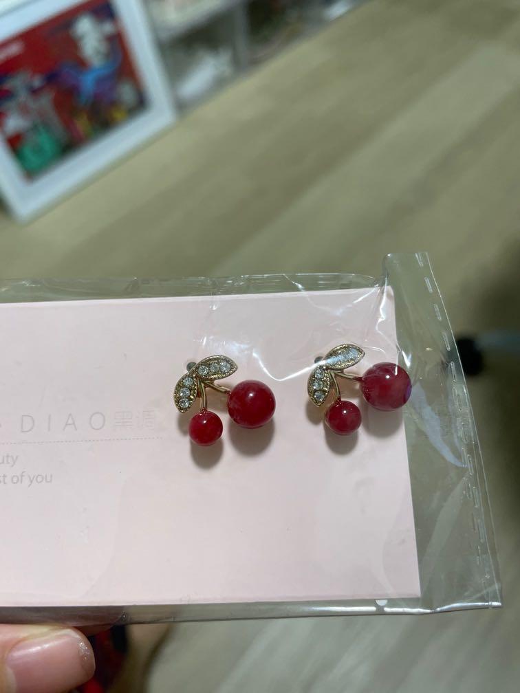 Red Cherry Earrings Women s Fashion Jewelry Organisers