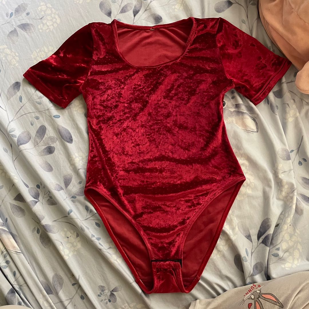 red velvet bodysuit on Carousell