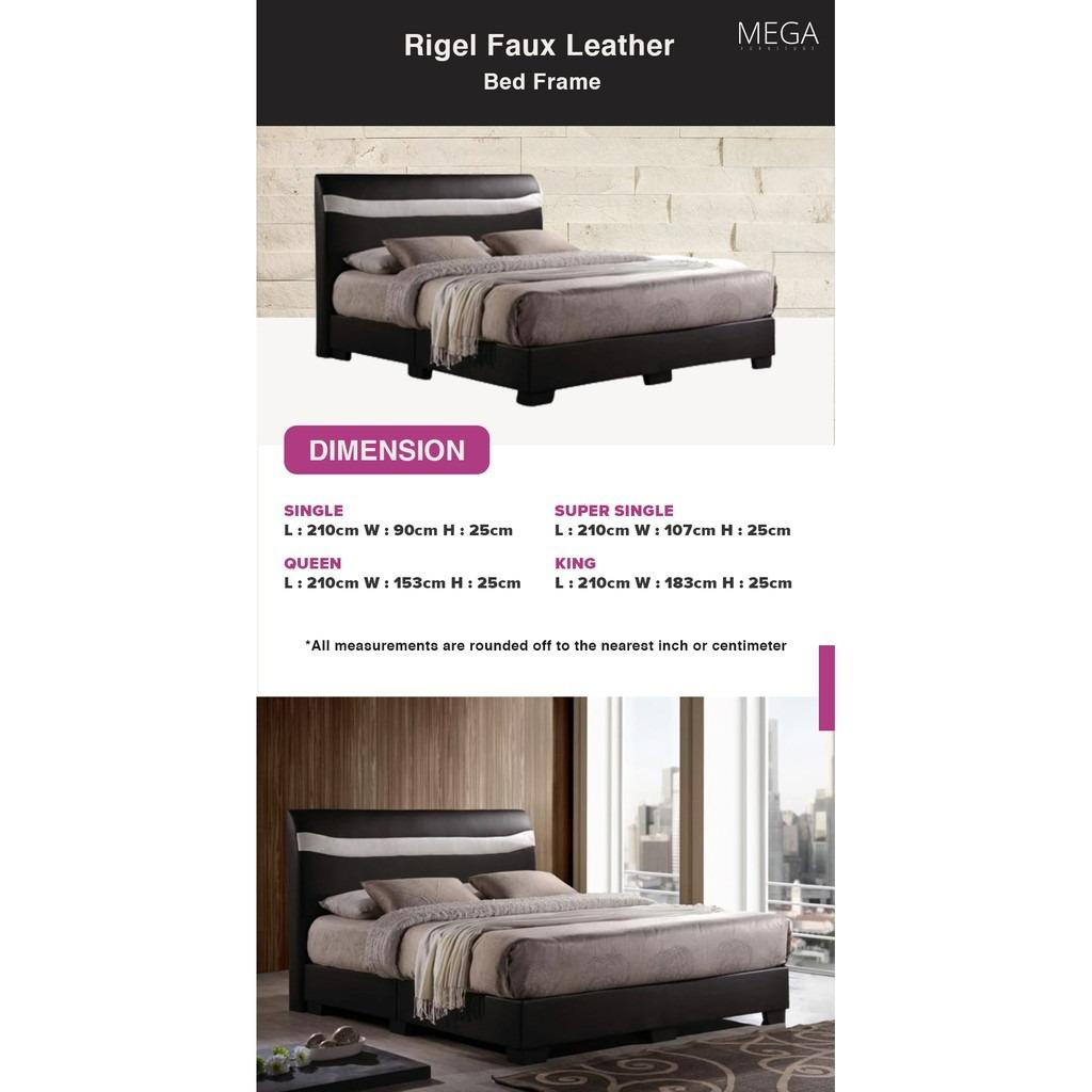 Rigel Faux Leather Bed Frame, Furniture & Home Living, Furniture, Bed