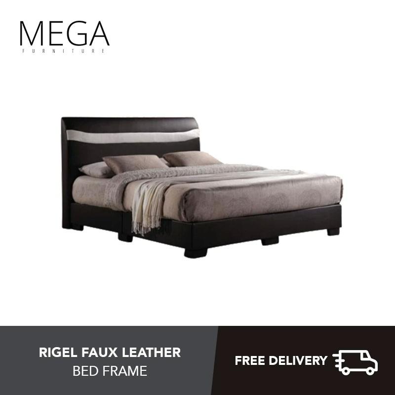 Rigel Faux Leather Bed Frame, Furniture & Home Living, Furniture, Bed