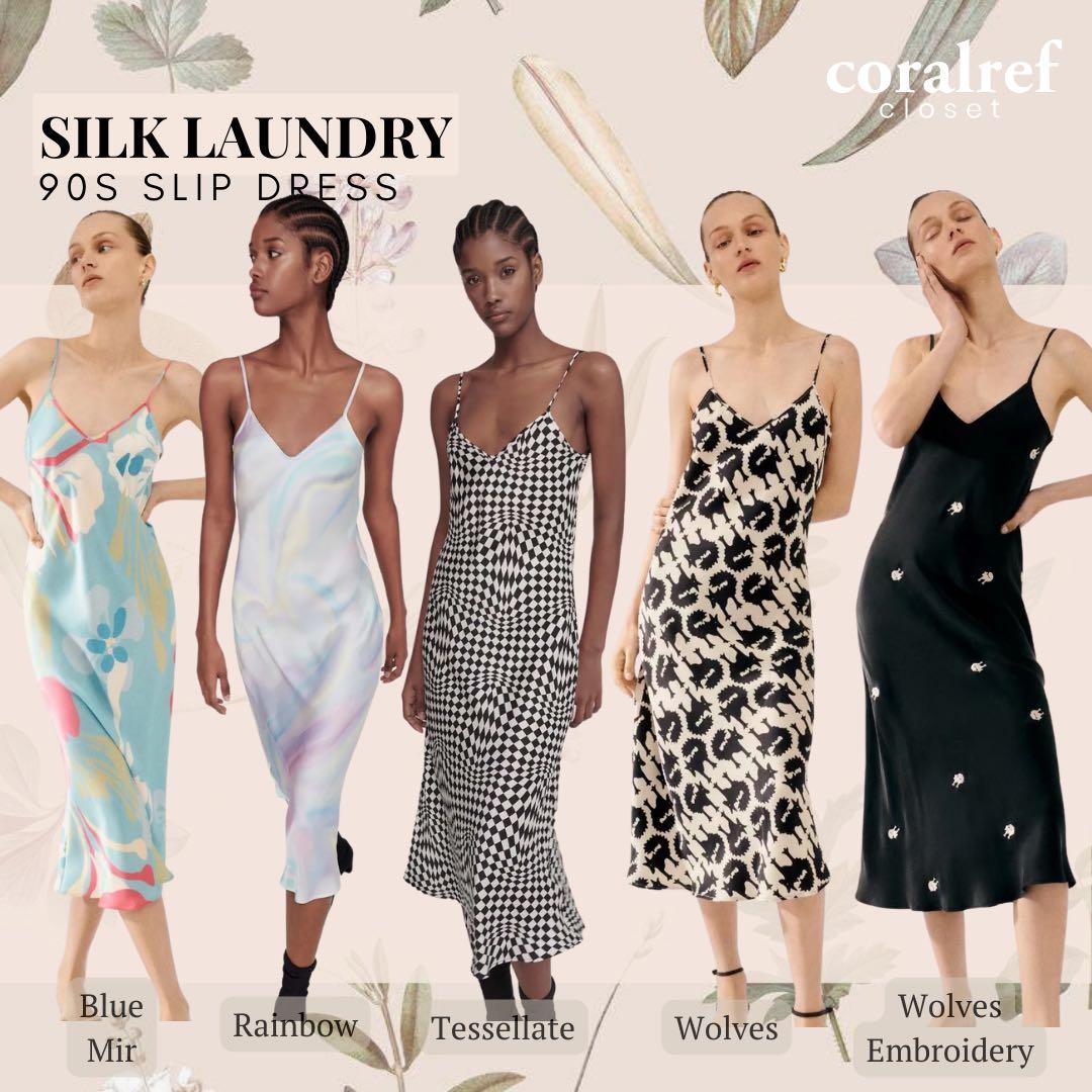 Silk Laundry 90S Slip | Blue Mir, Rainbow, Tesellate, Wolves, Wolves  Embroidery, Women'S Fashion, Dresses & Sets, Dresses On Carousell