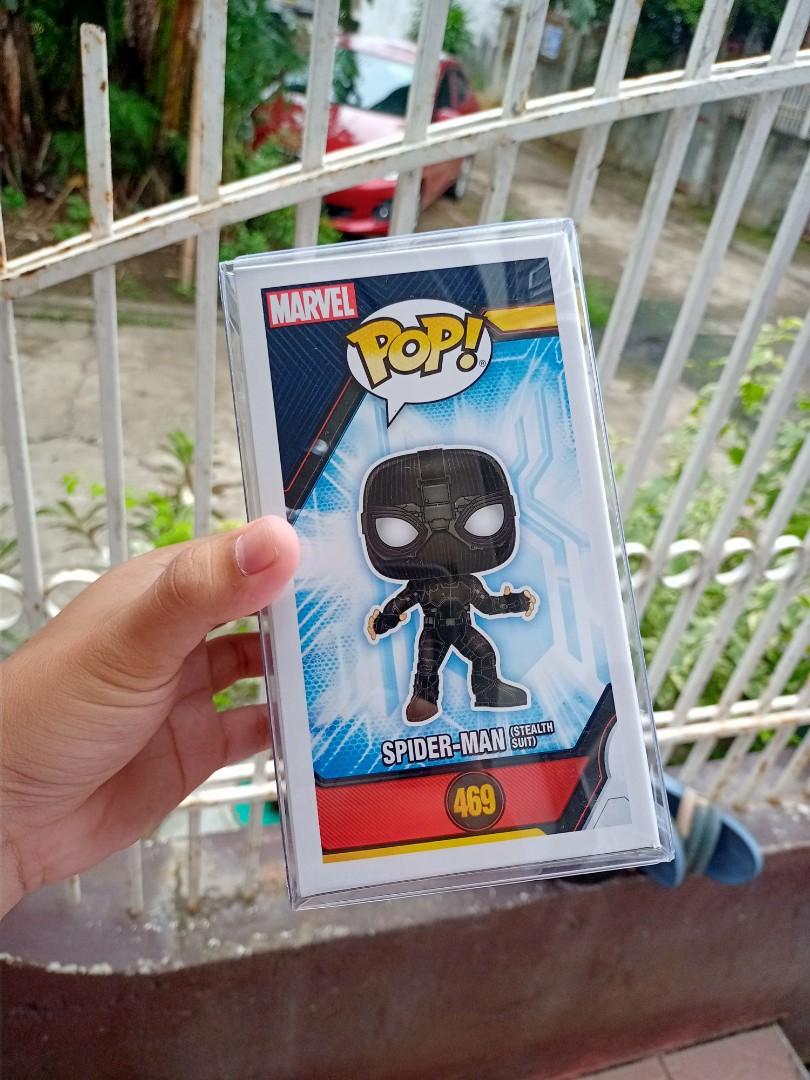 Spider Man Funko Pop Spider-Man Far Fro Home Stealth Suit #469, Hobbies &  Toys, Toys & Games on Carousell