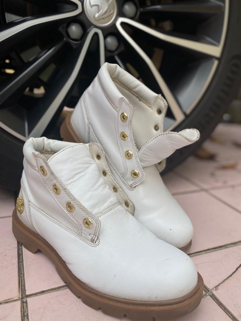 white and gold timberland boots