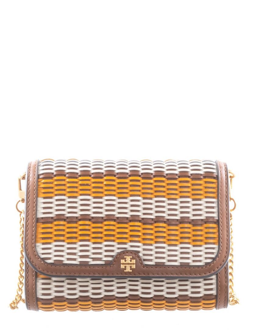 TORY BURCH Emerson woven leather mini chain shoulder bag, Women's