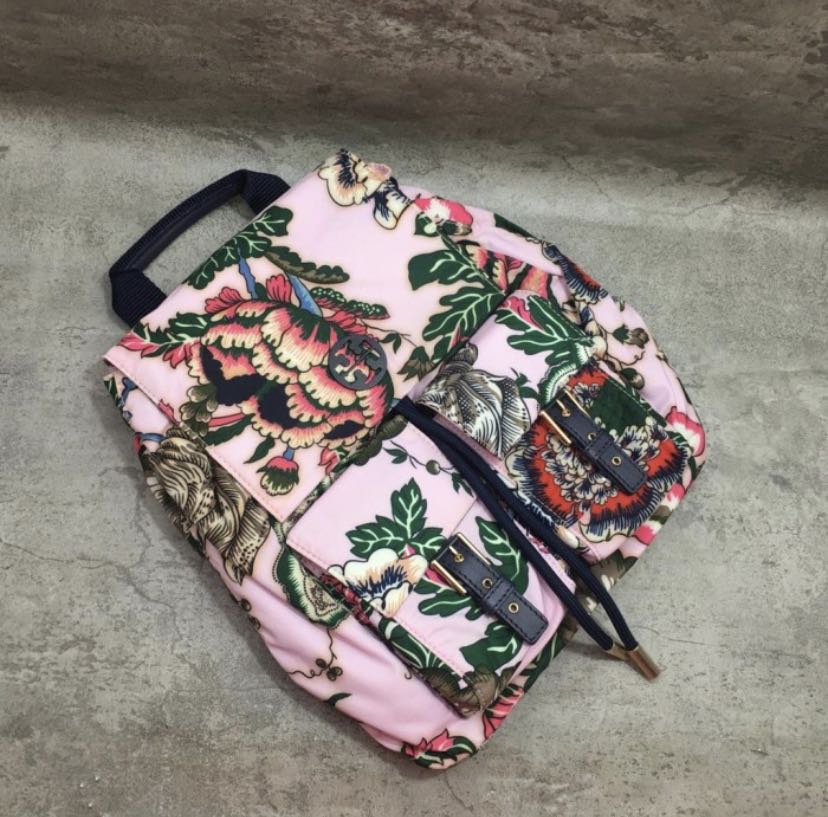Tory burch tilda printed nylon flap backpack deals