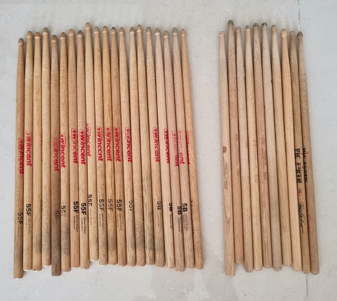 Used Drum Sticks 16 pairs, Hobbies & Toys, Music & Media, Musical