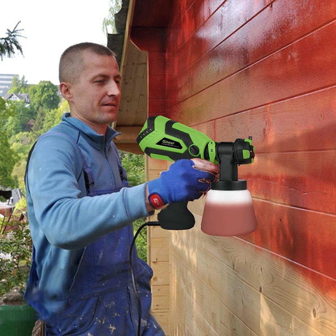 (USED)Paint Sprayer, Ginour 600W Electric Paint Gun, 1000ml HVLP Spray