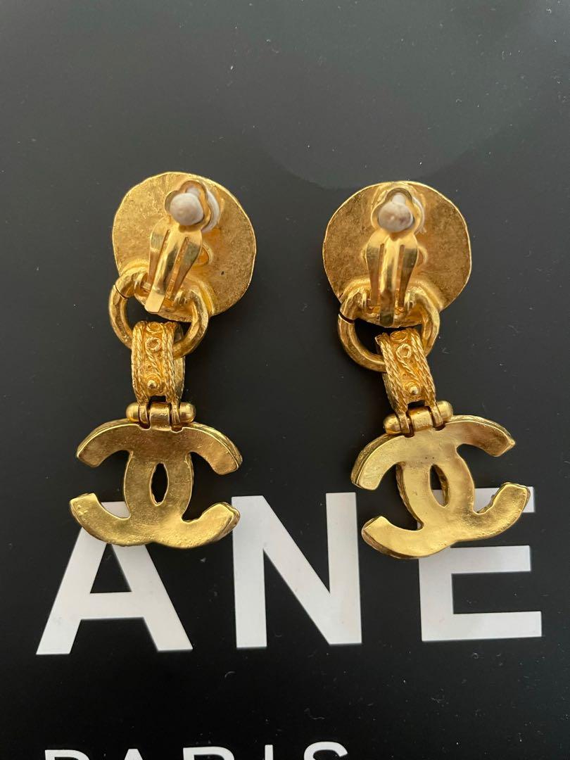 Rare! Vintage Chanel Paris France Logo Earrings 1994 Spring Collection