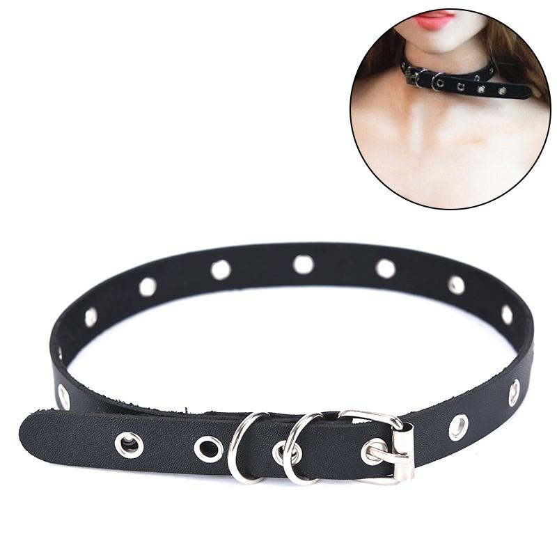 Women Punk Gothic Leather Choker Necklace Sexy Collar Neck Ring