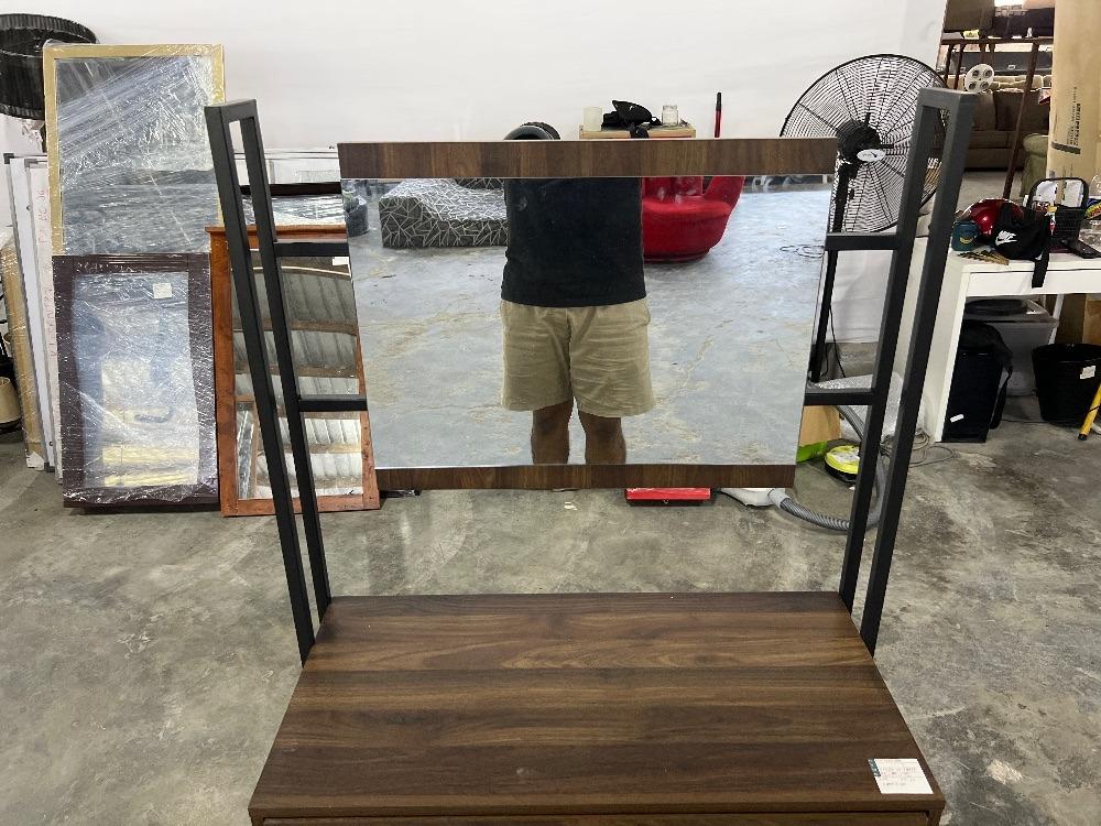 (NEW IN BOX) Wooden Metal Frame Dressing Table Walnut Colour / Bingkai