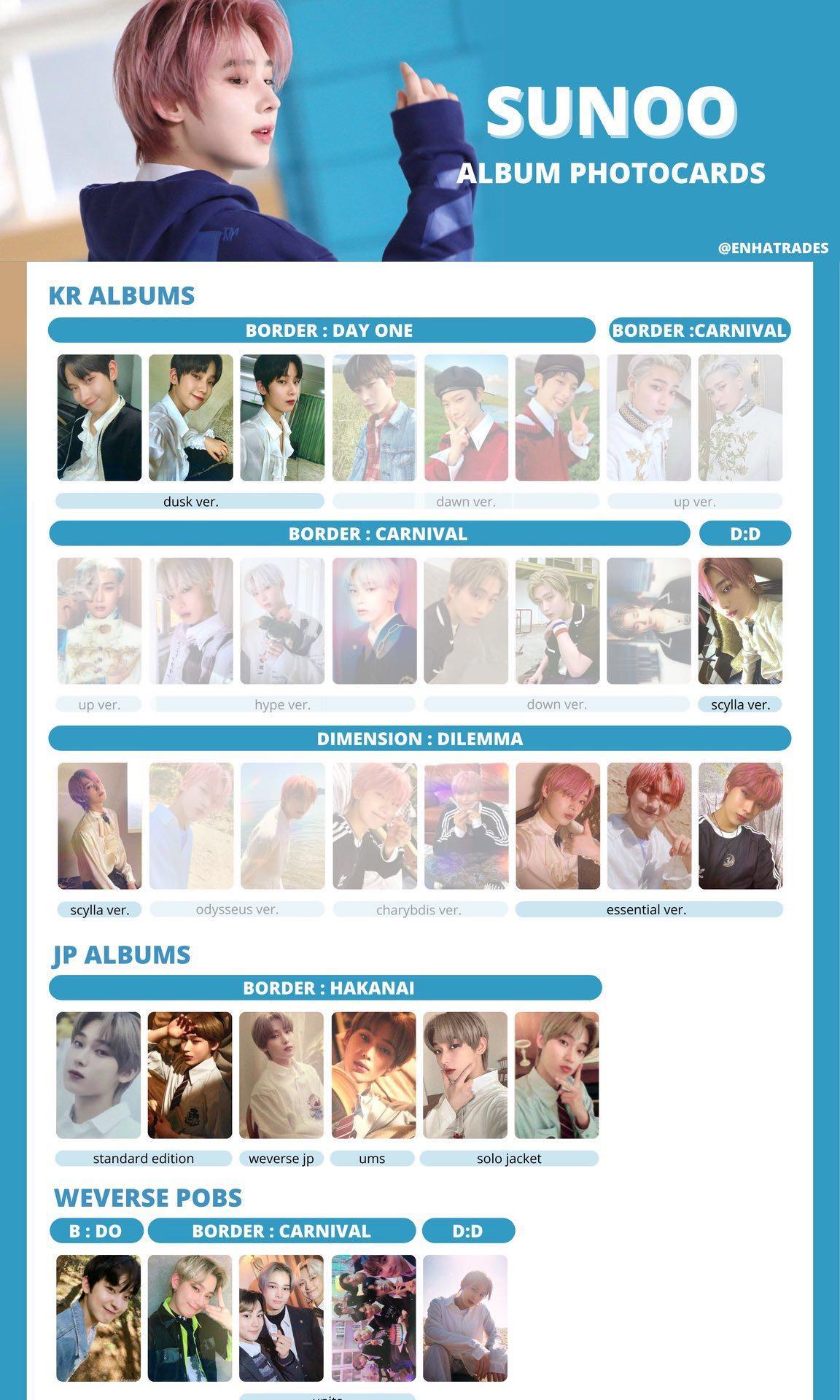 [WTB] ENHYPEN SUNOO OFFICIAL PHOTOCARD PC, Hobbies & Toys, Collectibles ...