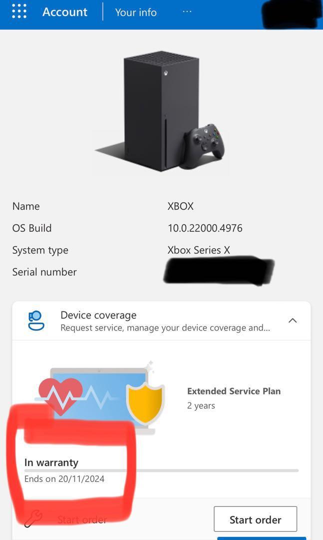 Xbox series X with extended warranty until Nov 2024, Video Gaming