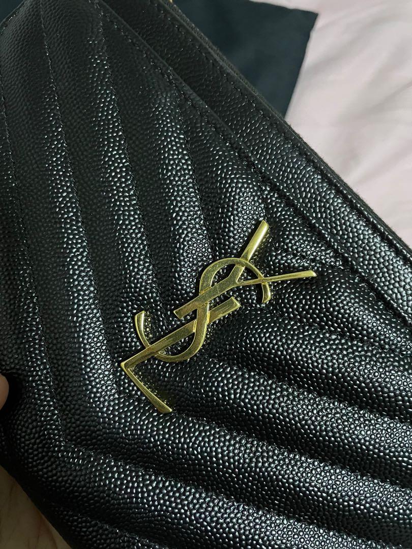 YSL Monogram Bill Pouch in Grain de Poudre Embossed Leather - SAINT LAURENT,  Women's Fashion, Bags & Wallets, Purses & Pouches on Carousell