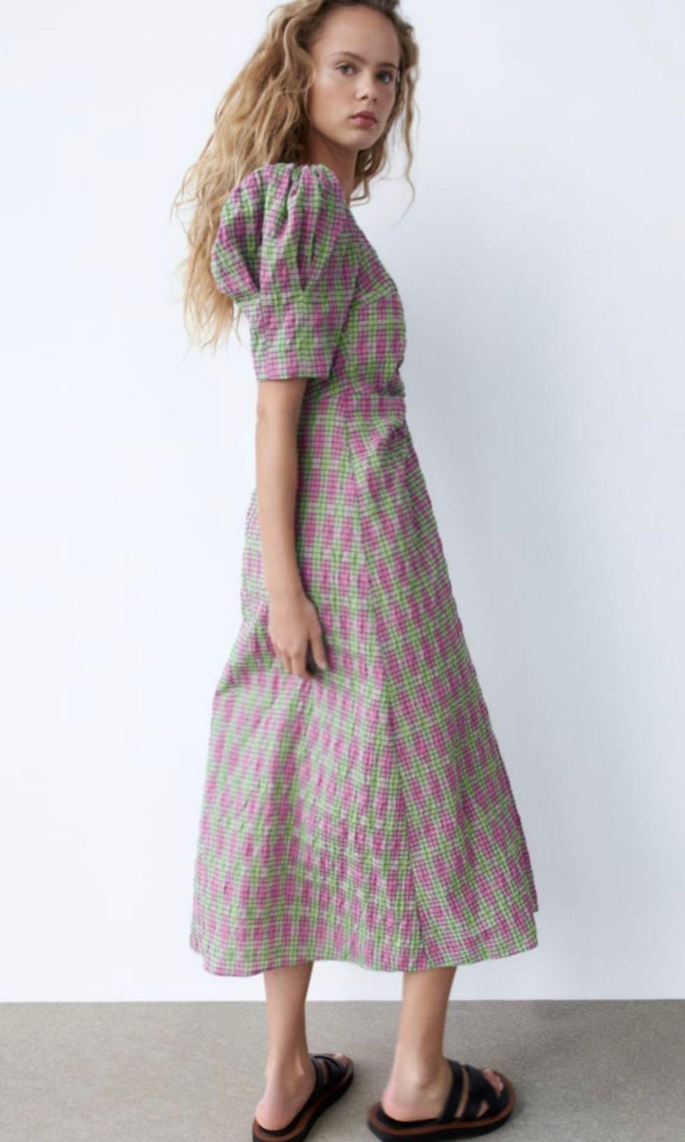 Zara check print dress XS Women s Fashion Dresses Sets