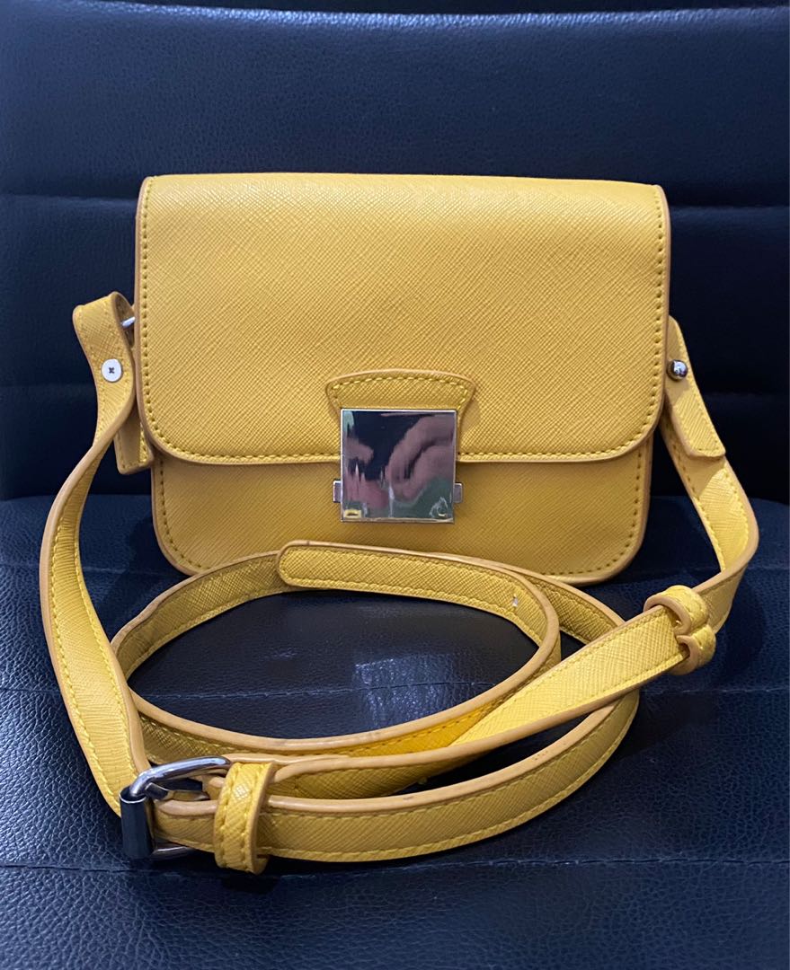 Zara yellow sling bag online
