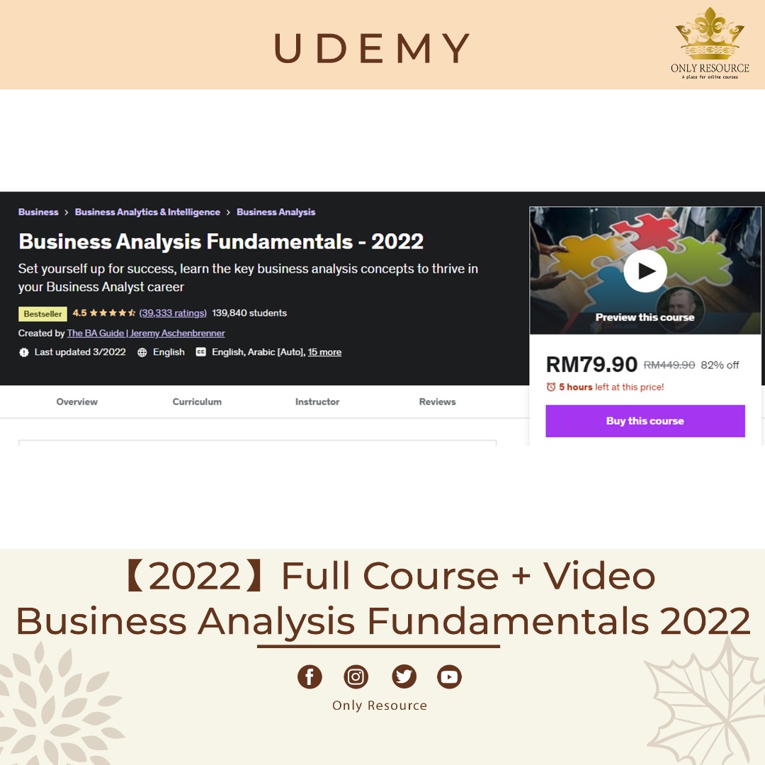 【2022】Udemy - Business Analysis Fundamentals {FULL COURSE + VIDEO ...