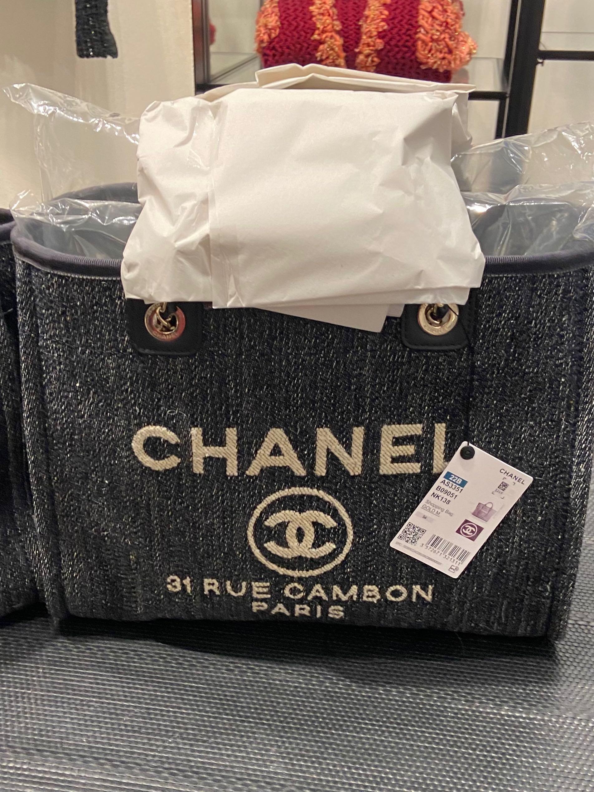 22B Chanel deauville in denim, Luxury, Bags & Wallets on Carousell