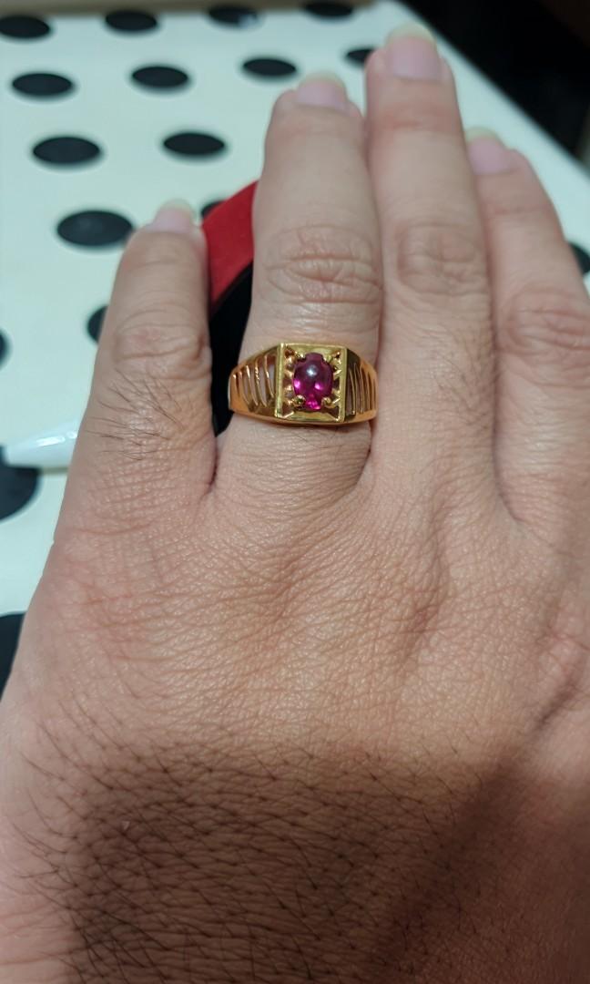 Gold red cheap stone ring