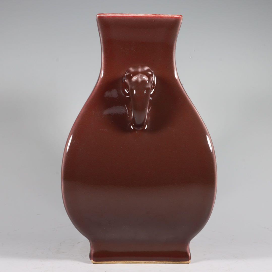 清時代 康熙年製 豆紅釉苹果尊・時代物・古陶磁・古賞物・旧家買出品 唐物 辰砂 大清康煕年製 瓷器中的绝美“中国红”，豇豆