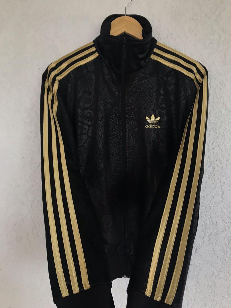 Adidas track jacket hotsell gold stripe