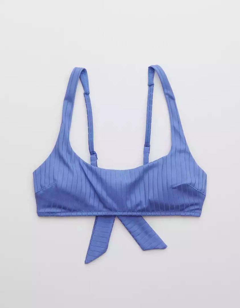 Aerie Ribbed Shine Tie Back Scoop Top lilac