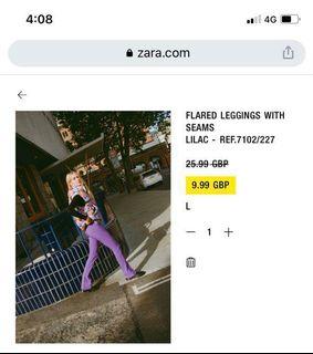 Authentic Zara Flared Leggings with Seams