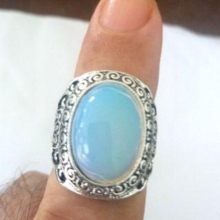 Awesome Opal Moonstone Synthetic Jewelry Silver Ring