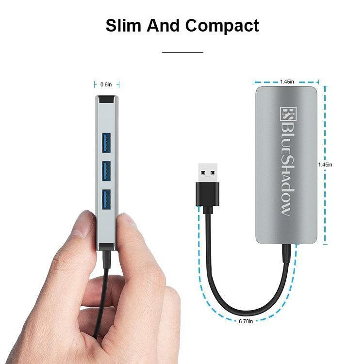 Blueshadow USB 3.0 to Ethernet Adapter | USB 3.0 Hub 4 Port, Computers ...