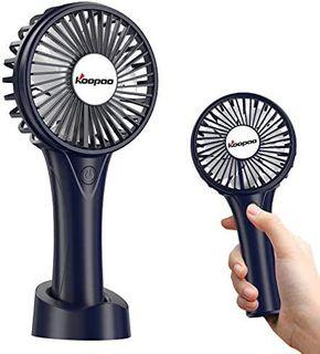 BNIB KOOPAO Handheld Fan, Mini Portable Fan with Rechargeable 2500 mAh Battery Powered, 3 Speeds Double Fan Leaf Personal USB Desk Fan for Home, Office, Outdoor and Camping