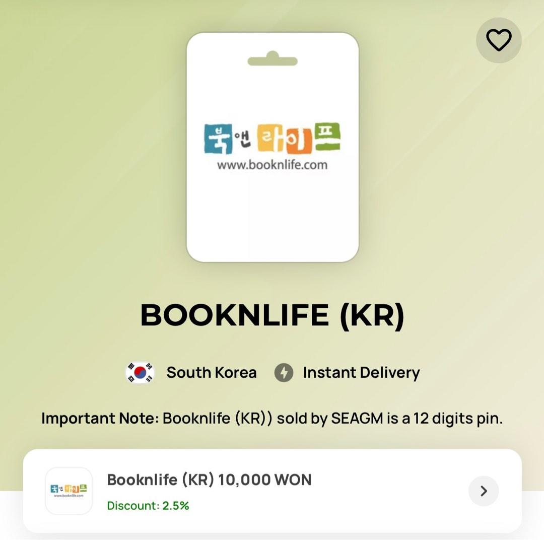 Booknlife Korea Gift Card 10000won, Hobbies & Toys, Memorabilia