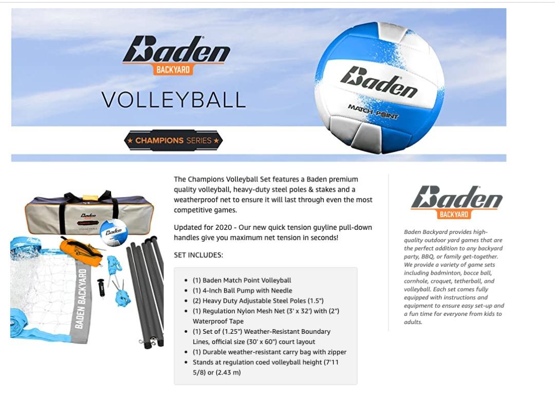 [BRAND NEW] Baden Champions Volleyball Set, Sports Equipment, Sports