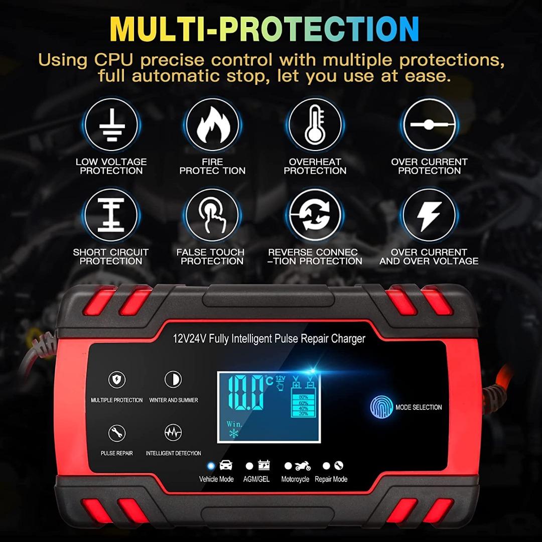 [C2591] Car Battery Charger, 12V 24V 8A Intelligent Automatic Battery ...