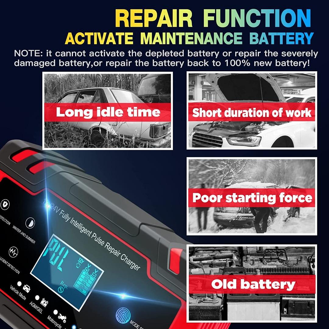 [C2591] Car Battery Charger, 12V 24V 8A Intelligent Automatic Battery ...
