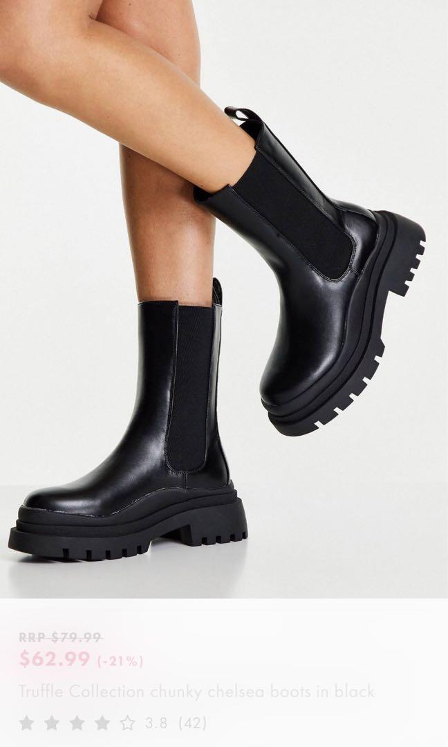 Chunky Black Boots from Truffle Collection Women s Fashion