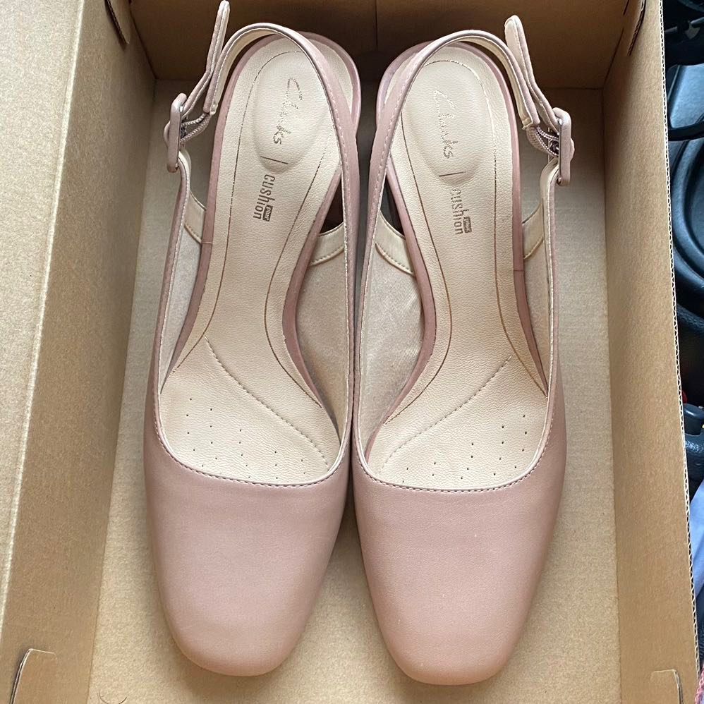 Clarks Cushion Plus Nude Slingback Heels Women s Fashion