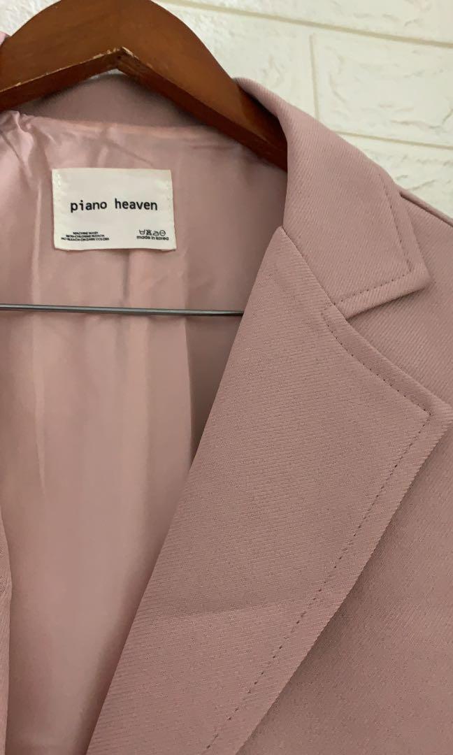 Coat korea soft pink baby pink outer romper korean, Fesyen Wanita