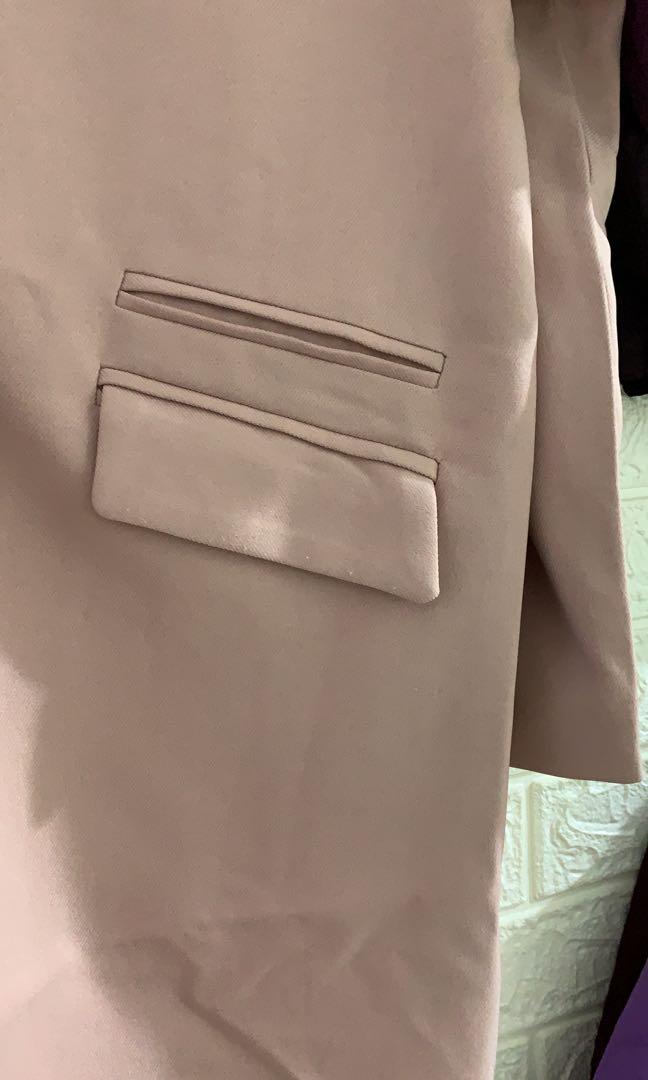 Coat korea soft pink baby pink outer romper korean, Fesyen Wanita