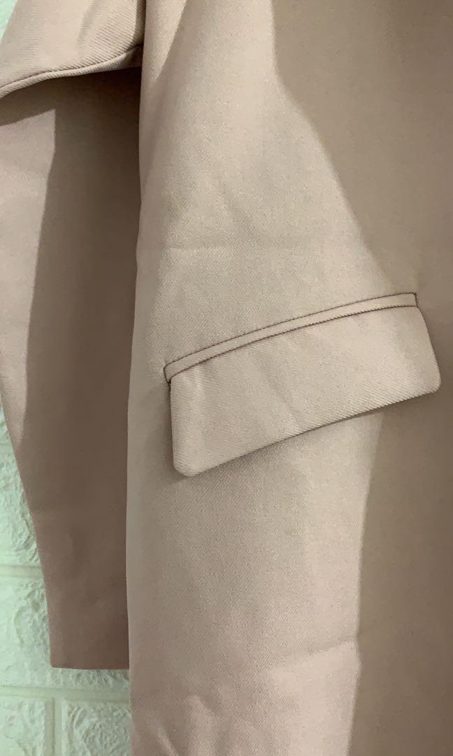 Coat korea soft pink baby pink outer romper korean, Fesyen Wanita