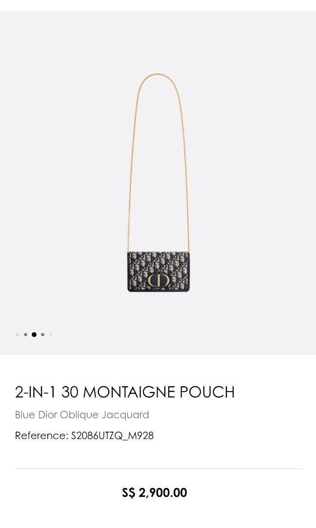 Like New Christian Dior 2-in-1 30 Montaigne Pouch Blue Dior Oblique Jacquard,  Luxury, Bags & Wallets on Carousell