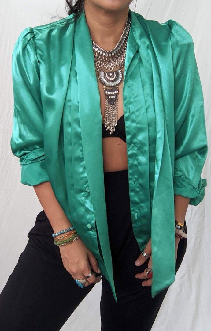 Emerald Satin Blouse main image 1