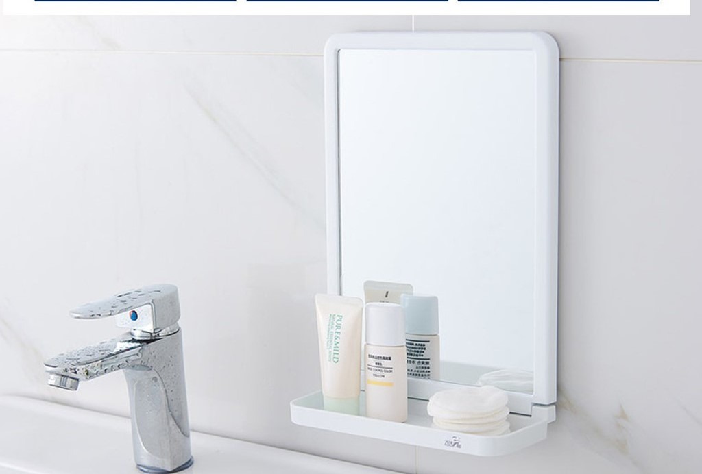 Extra Strong Suction Bathroom NoDrill Square Wall Mirror with