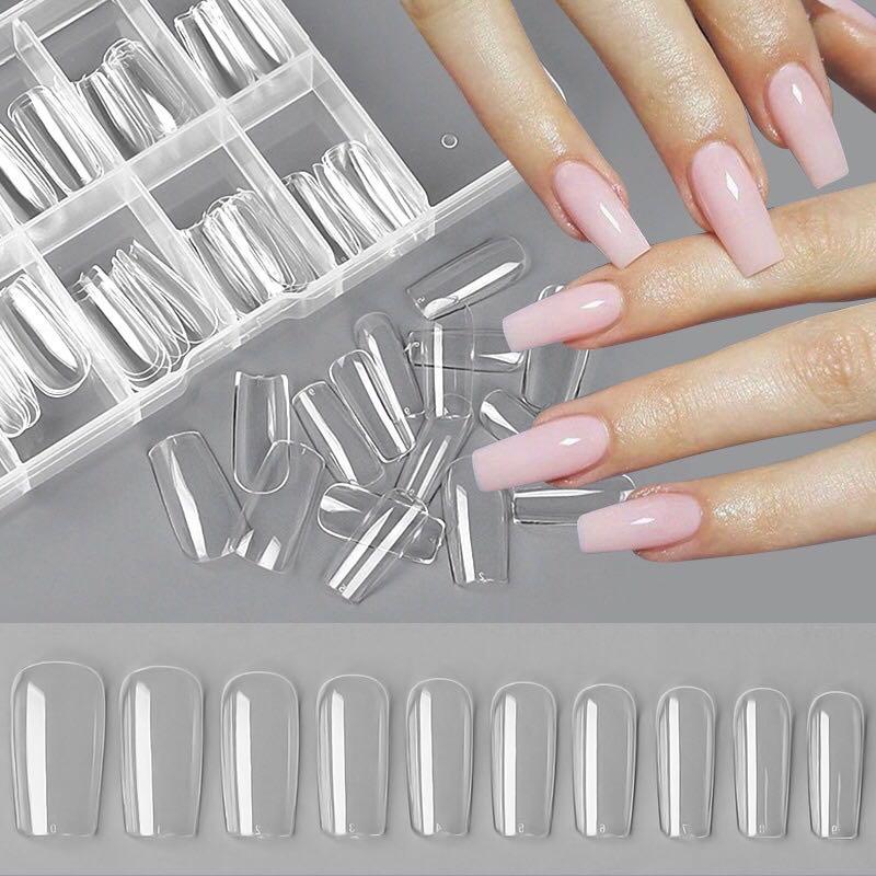 Press On False Nails Transparent Glitter Flame Fake Nails Square Full Cover  Nail Tipsclear | Fruugo IN