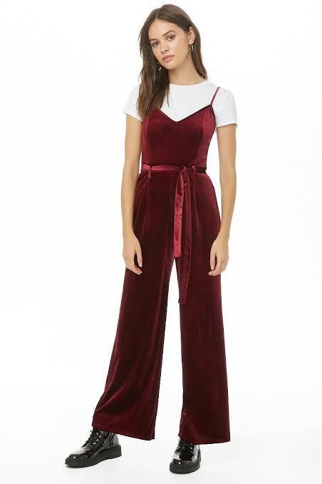 Forever 21 burgundy jumpsuit hot sale
