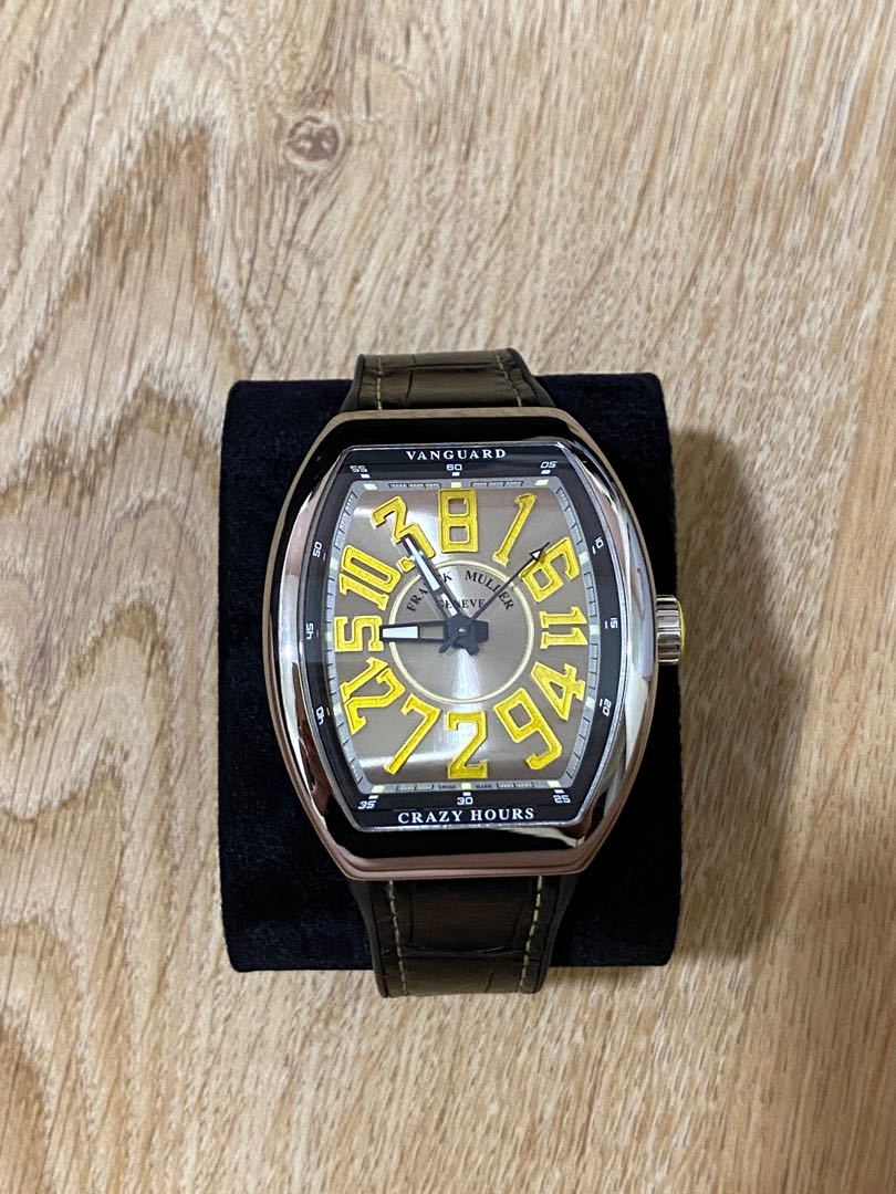 Franck muller crazy sales hours yellow strap