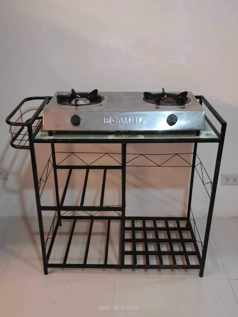 Gas stove stand and 2 burner gas stove, Furniture & Home Living
