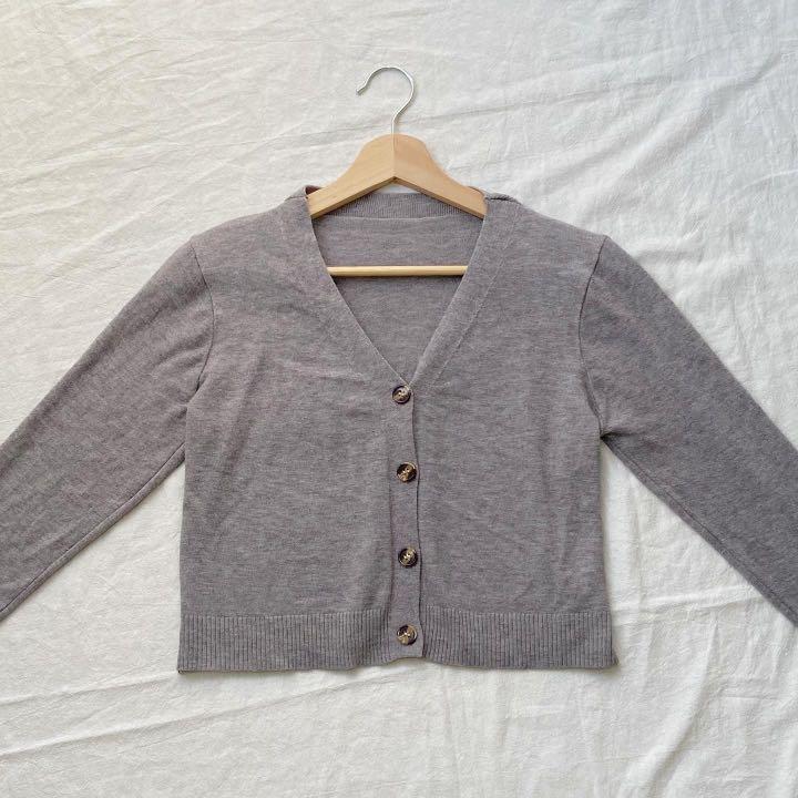 Grey cardigan jacket womens, Women's Fashion, Coats, Jackets and Outerwear  on Carousell