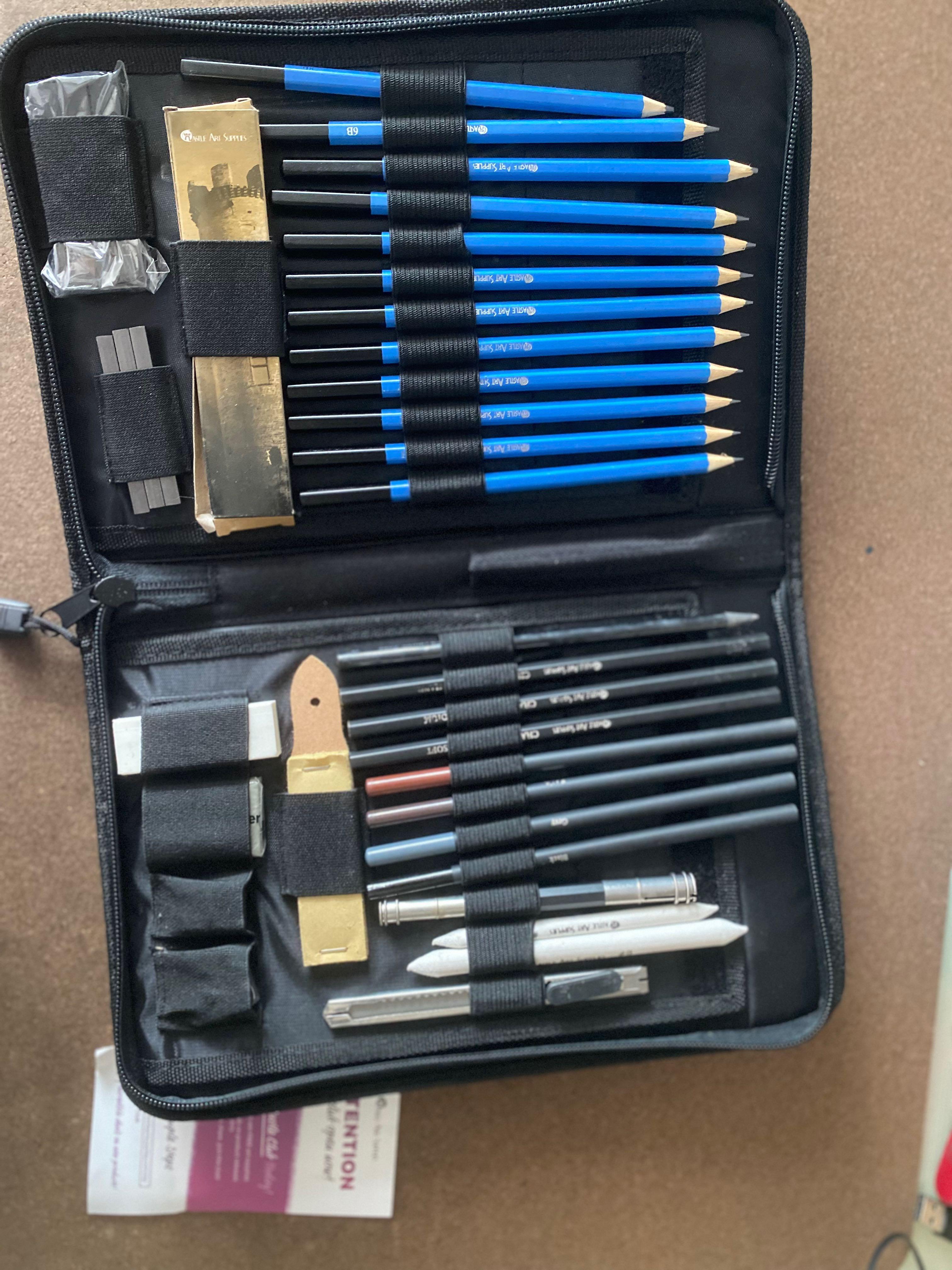 H & B Drawing Pencils Set, 40Piece, Hobbies & Toys, Stationery & Craft