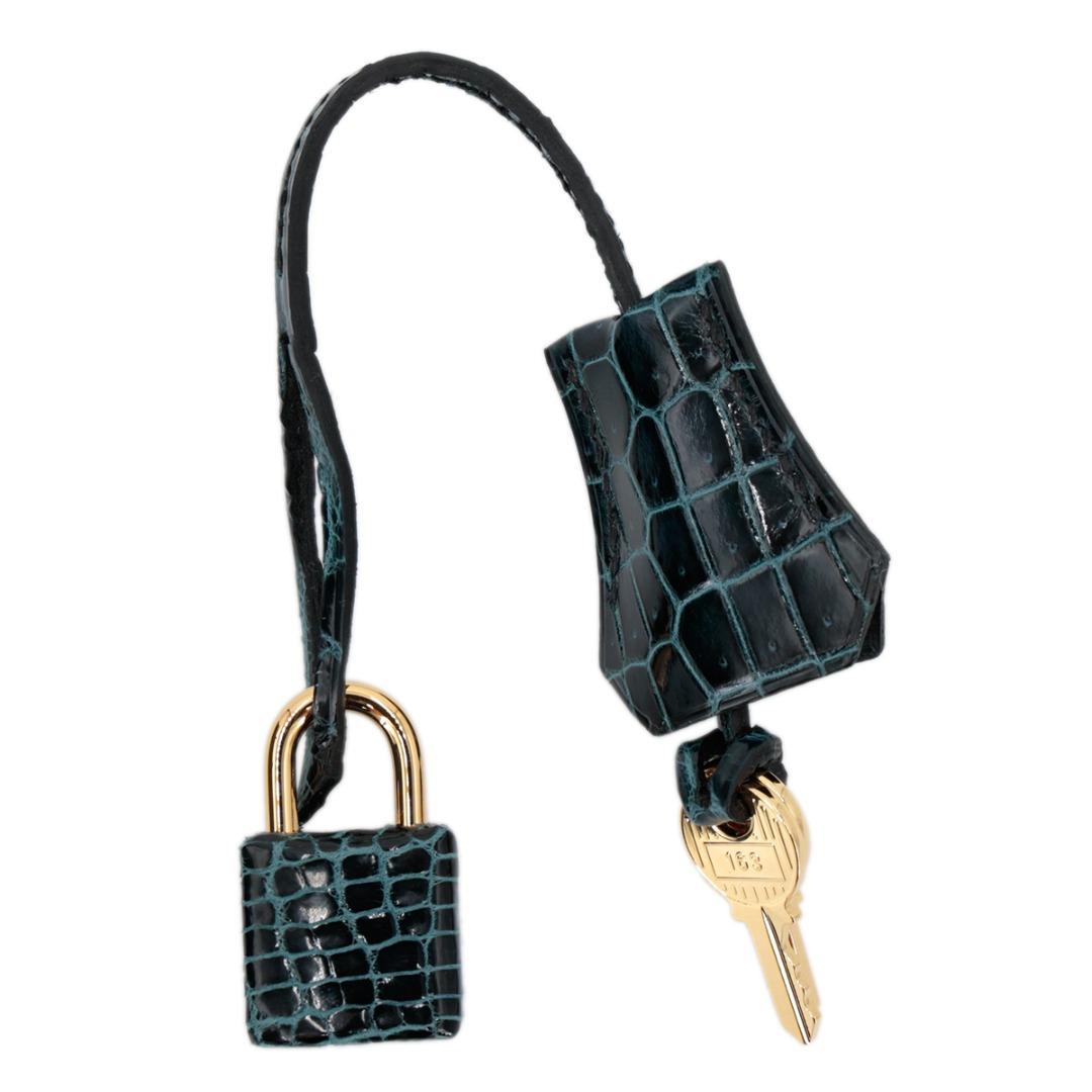 Hermes Birkin 25 Vert Rousseau Shiny Niloticus Crocodile Gold Hardware –  Madison Avenue Couture