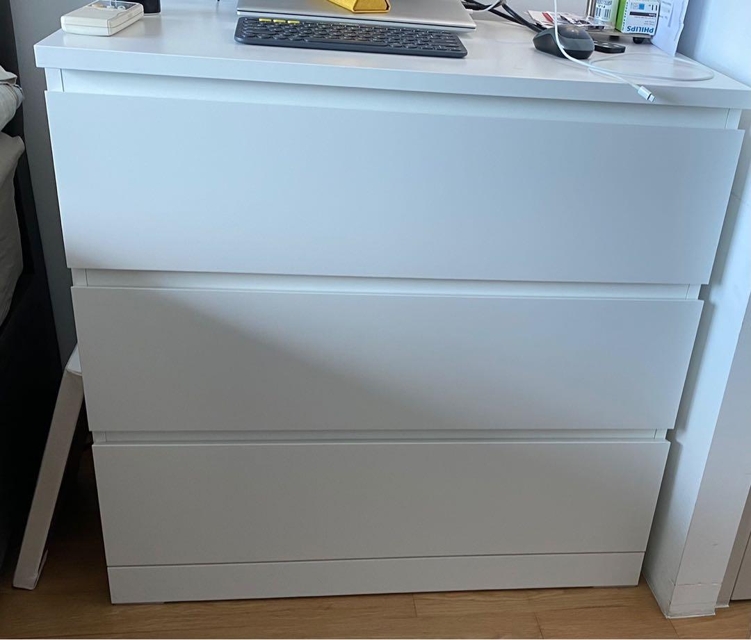 IKEA Malm 3 drawer WHITE., Furniture & Home Living, Furniture