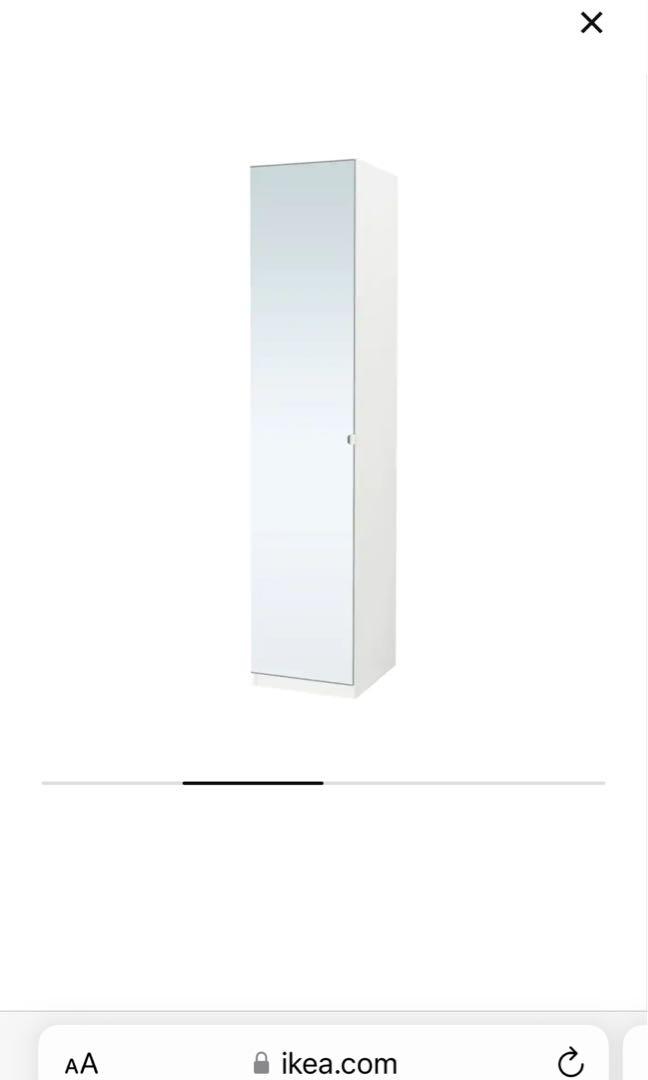 Ikea white wardrobe with mirror glass / Pax Vikedal, Furniture & Home